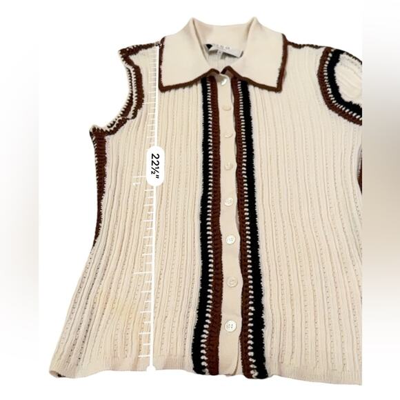 RTR Sea‎ New York Riva Ribbed Embroidered Wool Collared Button Front Top Sz 8 - Picture 11 of 11